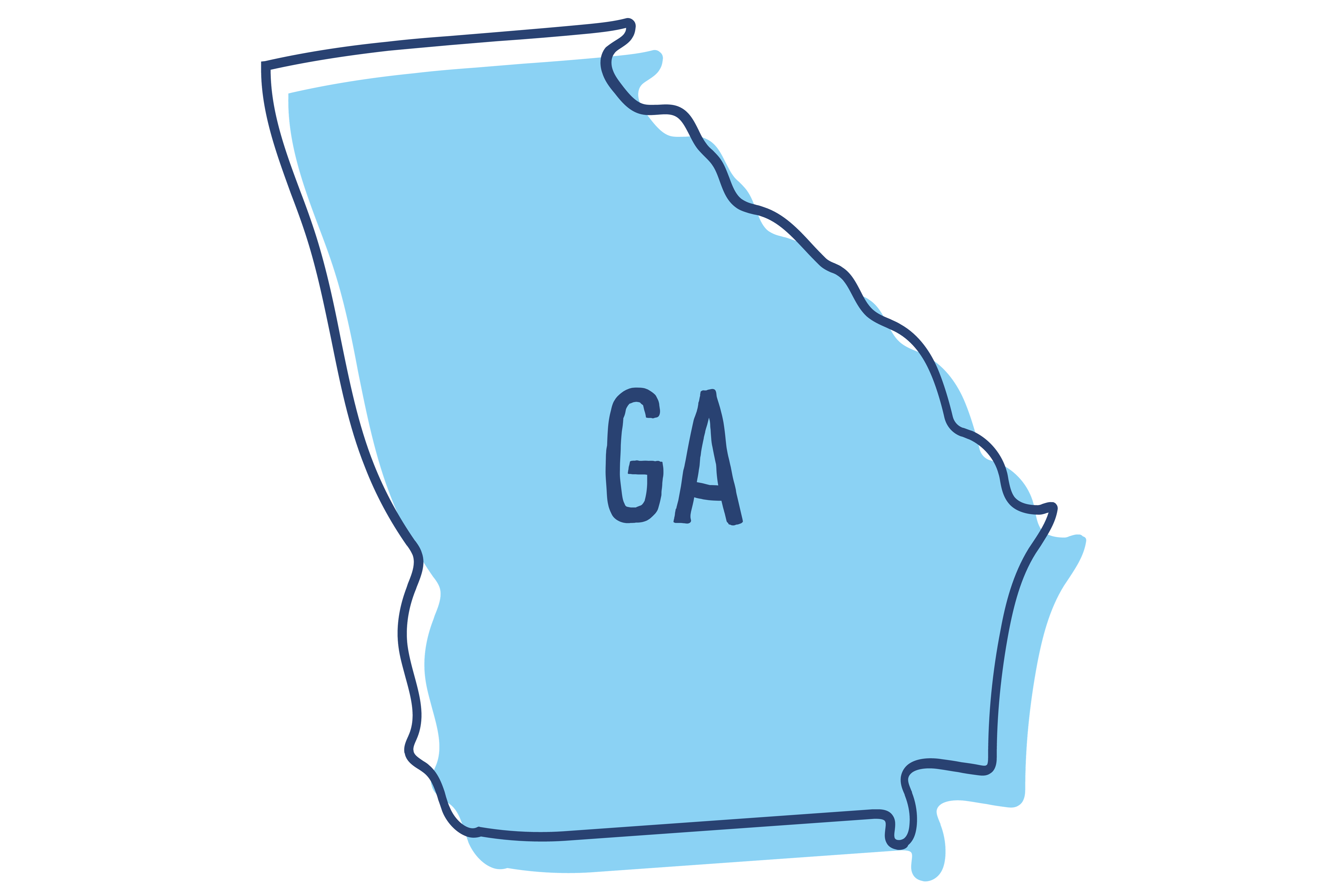 The state of Georgia is depicted in light blue with a dark blue border.