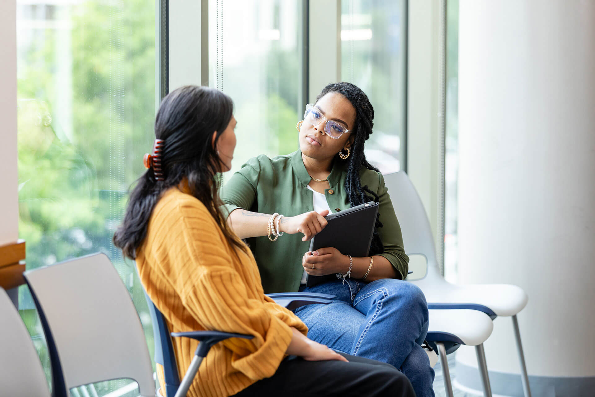 A woman meets with a mental health counselor in North Carolina