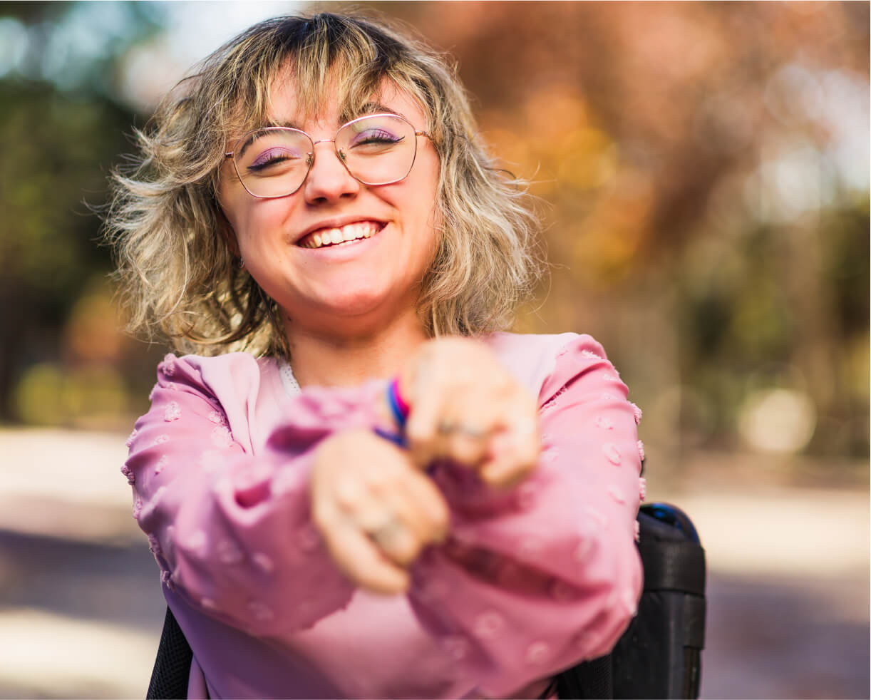 Girl sitting and smiling